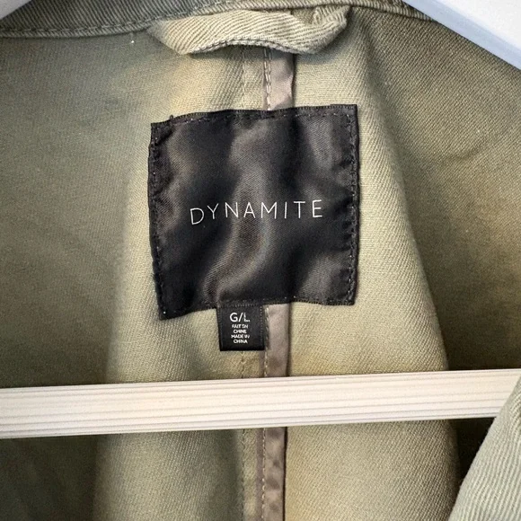 Dynamite Green Utility Jacket with Front Flap Pockets Size Large Cotton - Picture 5 of 9